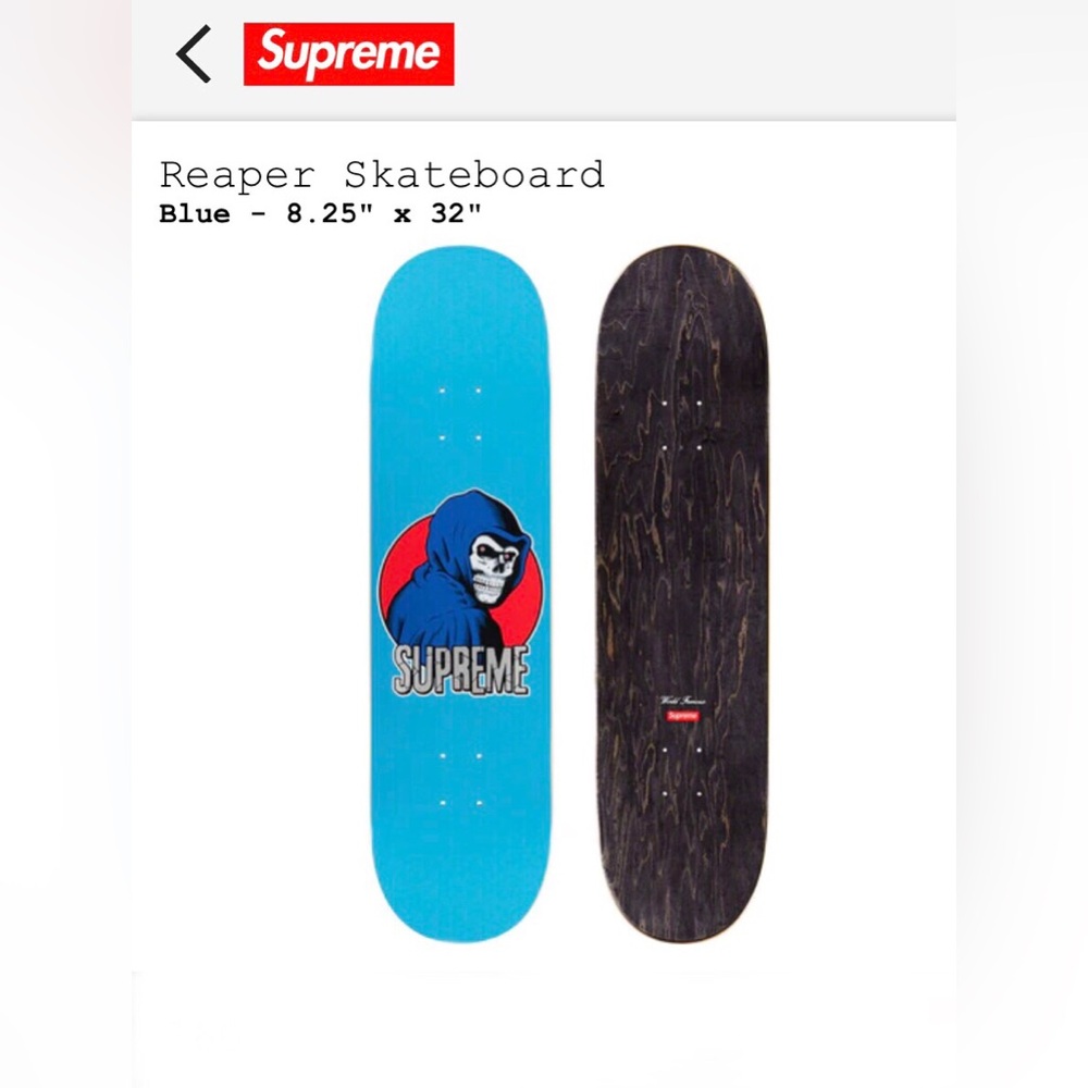 SUPREME Authentic NEW Reaper skateboard deck w/Sean Cliver artwork, plus sticker